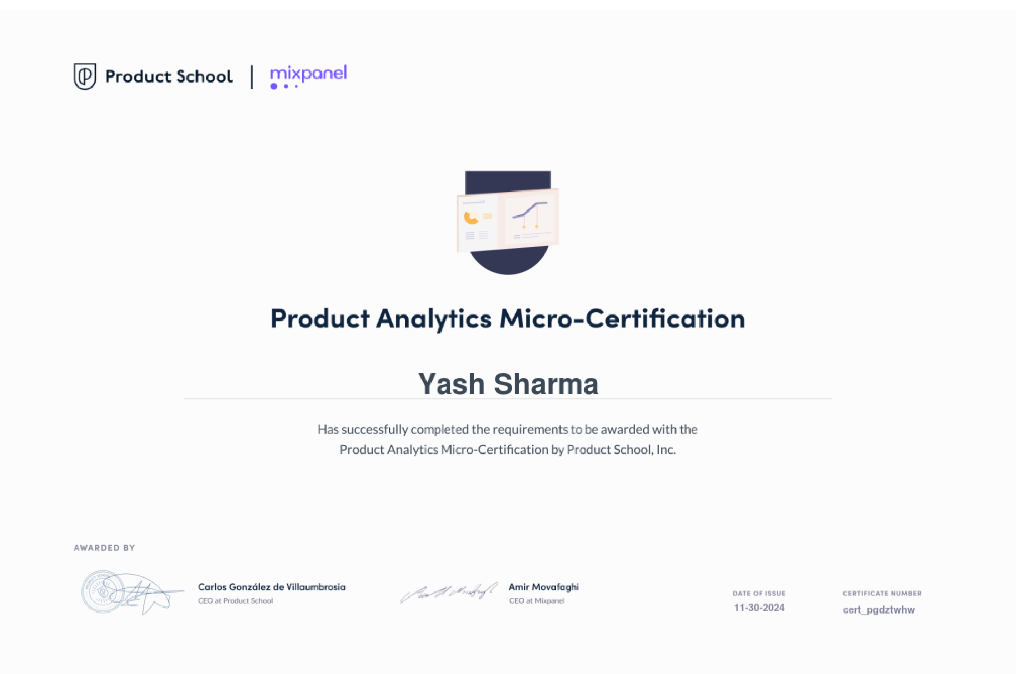 Product Analytics Micro-Certification certificate